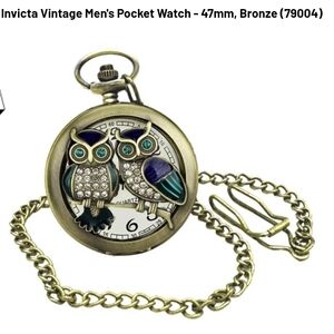 Invicta Bronze Pocket Watch with Owl Motif